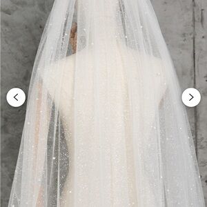 Sheer Sparkle Bridal Veil in White - elbow length